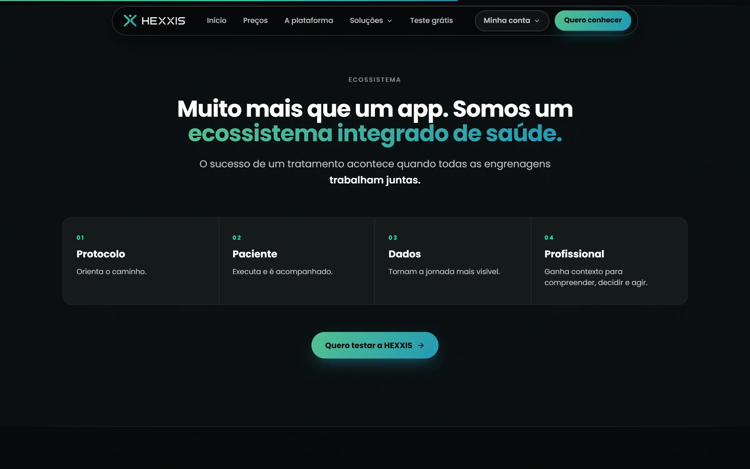 Seção Muito mais que um app, um ecossistema integrado de saúde