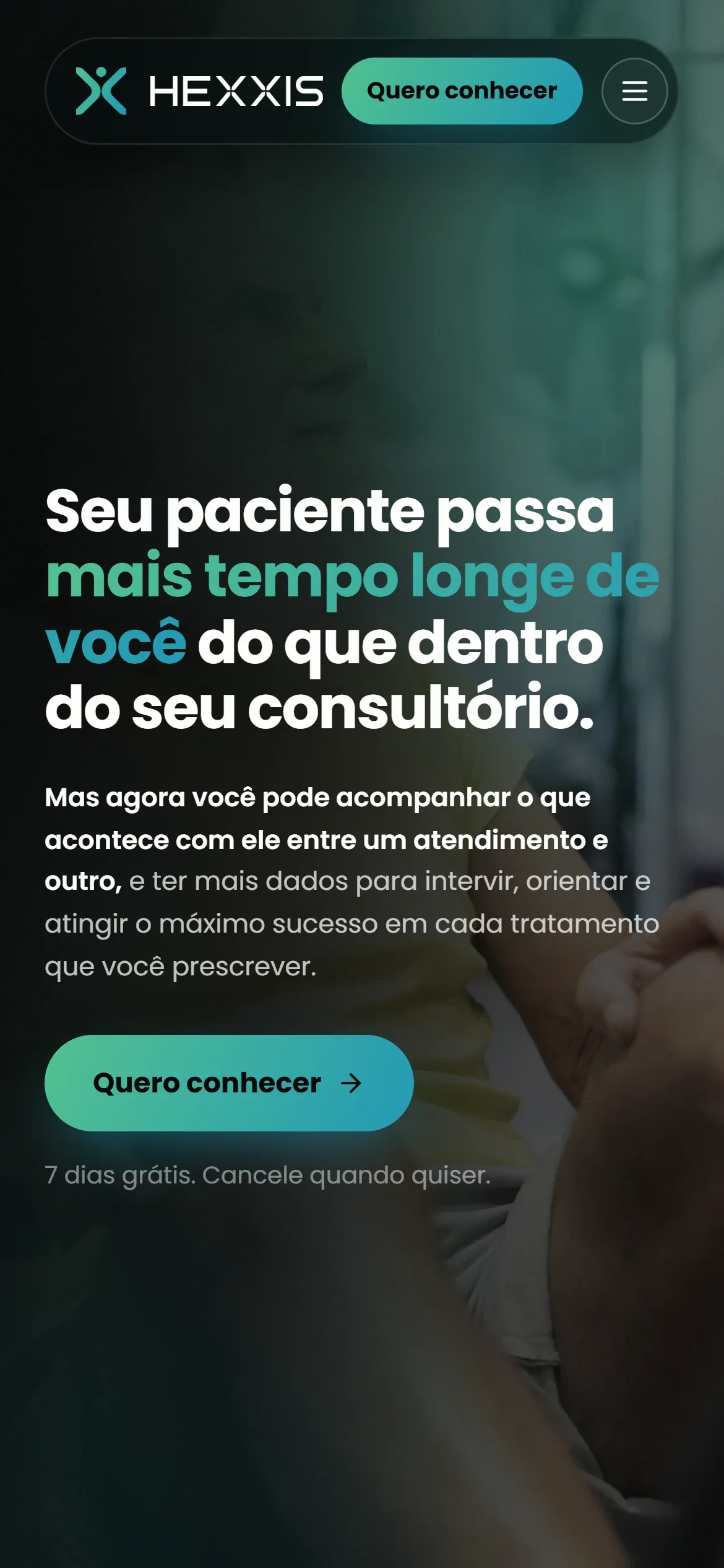Landing page do Hexxis no celular