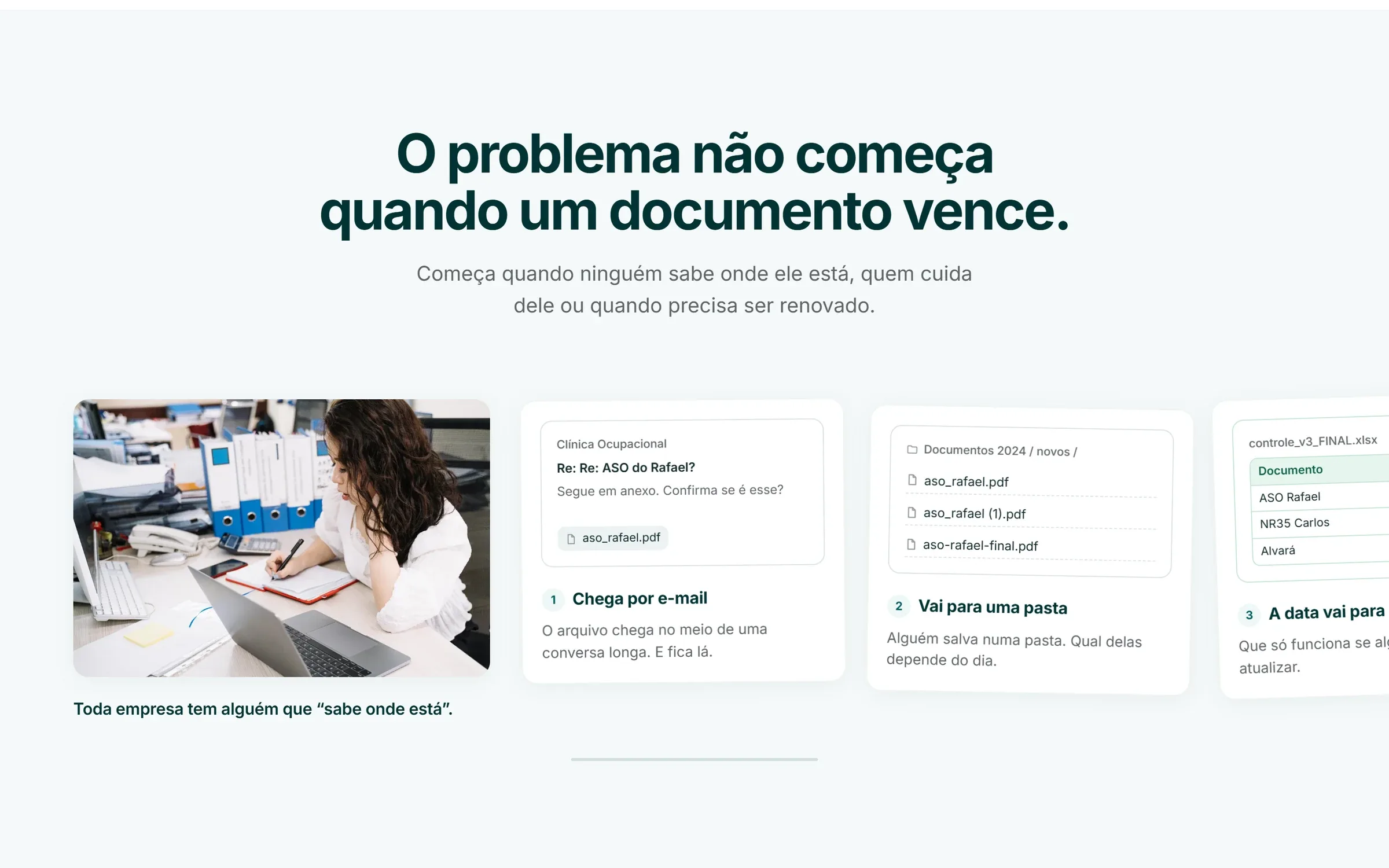 Seção O problema não começa quando um documento vence